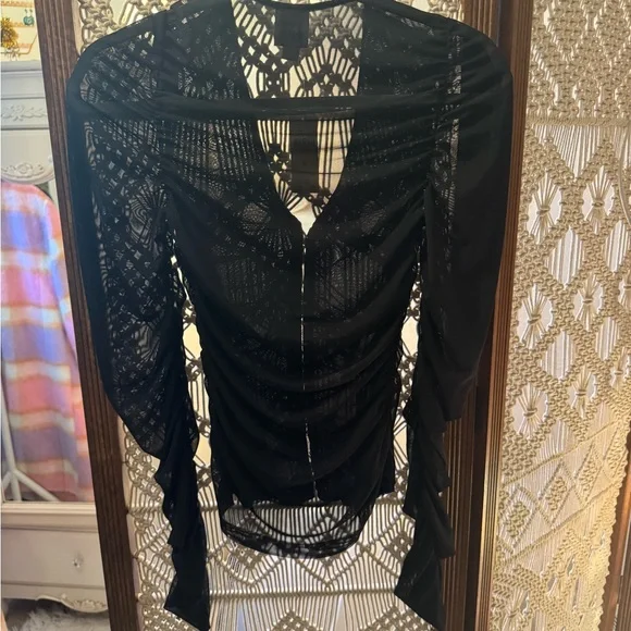 Anthropologie Black Sheer Top - Picture 2 of 4